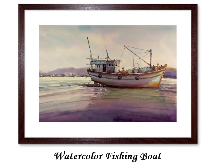 Watercolor Fishing Boat